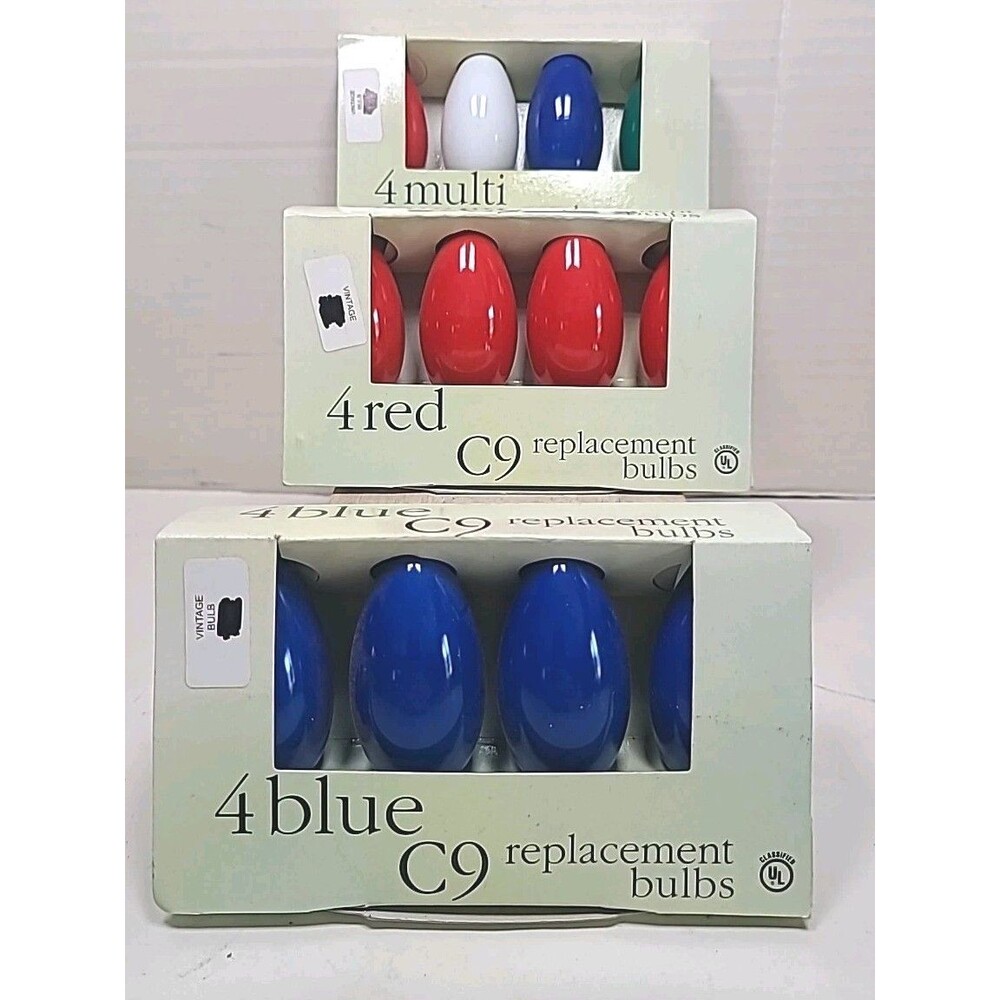 NOS 12 Replacement Multi Color Holiday Christmas Bulbs C-9  Indoor Outdoor